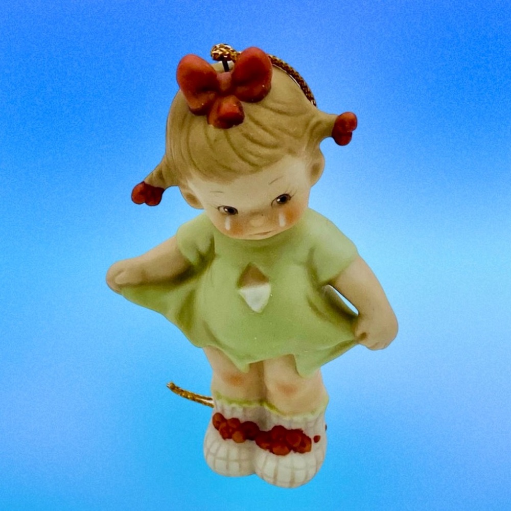 Enesco Memories of Yesterday 1992 "Mommy I Teared It" Porcelain Ornament